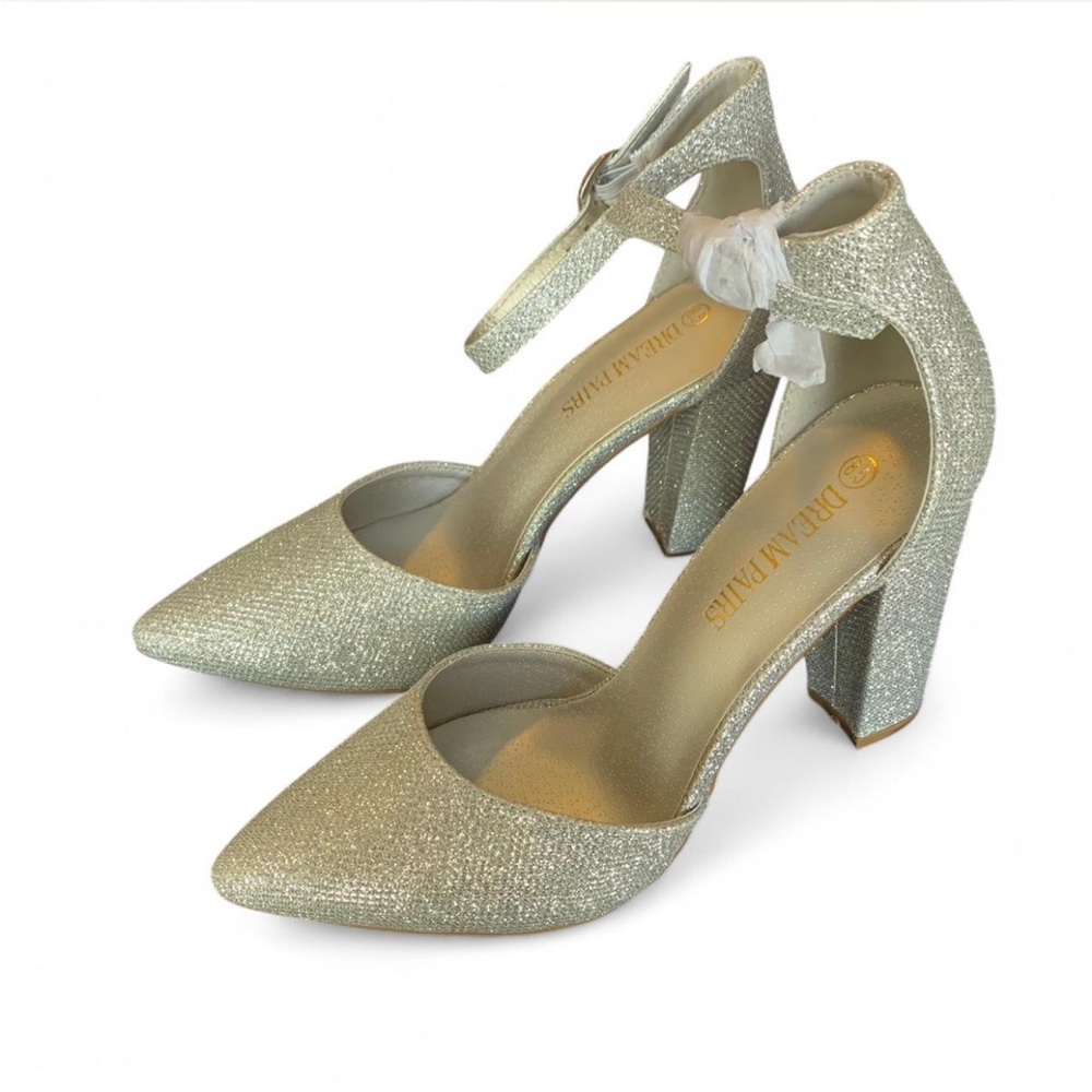 Silver Glitter Chunky Heels! Size 8.5! New Without Tags!